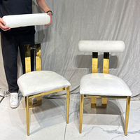 Chaise de banquet de mariage en gros, coussin blanc, cadre en acier inoxydable doré, canapé de mariage pour événements hôteliers