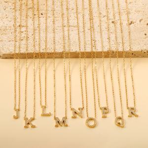 Collar con Colgante de Letras del Alfabeto de la A a la Z en Acero Inoxidable, con Circonitas, Chapado en Oro de 18K, para Mujer - Product Image 2