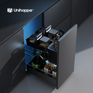 <b>Spice</b> And Seasoning Pull Out Basket <b>Kitchen</b> Cabinet Double Layer Drawer Aluminum Alloy Storage <b>Rack</b> For <b>Kitchen</b> - Product Image 4