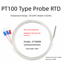 Thermocouple de type K/PT100, 4*30mm, 1/2/3/4/5M, sonde de type câble blindé tressé, capteur de température pour thermostat
