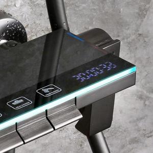 Ensemble de Douche Système 4 Fonctions avec Robinet Affichage Numérique, Pluie et Lumière <span class=keywords><strong>d</strong></span>'<span class=keywords><strong>Ambiance</strong></span>, Gris Canon, <span class=keywords><strong>Prix</strong></span> Usine - Product Image 4