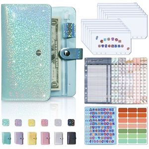 A6 PU cahier à feuilles mobiles Budget planificateur classeur <span class=keywords><strong>Macaron</strong></span> Glitz Morandi Plan financier grand livre enveloppe dépôt en espèces - Product Image 2