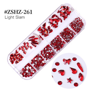 12 Rejillas de Diamantes de Imitación Fluorescentes Irregulares de Fondo Plano Rosa Mixtos para Uñas, Hechos de Plástico, para Joyería - Product Image 6