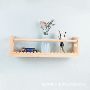 Wooden Wall Mounted <b>Shelf</b> Natural Color Rectangle Multipurpose Storage <b>Rack</b> For Living Room Entryway Durable - Product Image 3