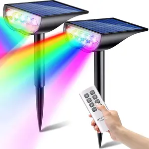 야외 2000mah RGB 원격 제어 큰 9 LED 태양 광 스포트 라이트 야외 IP65 방수 태양 광 정원 조명 마당 정원 베란다