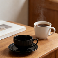 Mug à café réutilisable de grande capacité en porcelaine fine de style américain haut de gamme |   Tasse à latte en céramique vintage pour café commercial et usage domestique