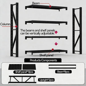 מדפי אחסון כבדים מפלדה 5/6 שכבות, מדפי מחסן מתכווננים, מדף אחסון תעשייתי ללא ברגים, 100 ק\"ג, מדף מתכת <span class=keywords><strong>Q235</strong></span> למוסך - Product Image 3