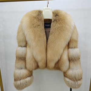 Yeni Kışlık Tam Deri Bayan Gerçek Tilki Kürk Ceket Büyük Kürk Lüks Kadınlar İçin Gerçek Doğal Altın Ada Tilki Kürk Mont - Product Image 1