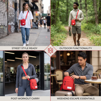 Tas Selempang Merah Berkualitas Tinggi Custom, Tas Bahu Kecil Bahan Polyester Modis dengan Ritsleting, Kantong Messenger Mini untuk Perjalanan, Logo Kosong untuk Ditempel
