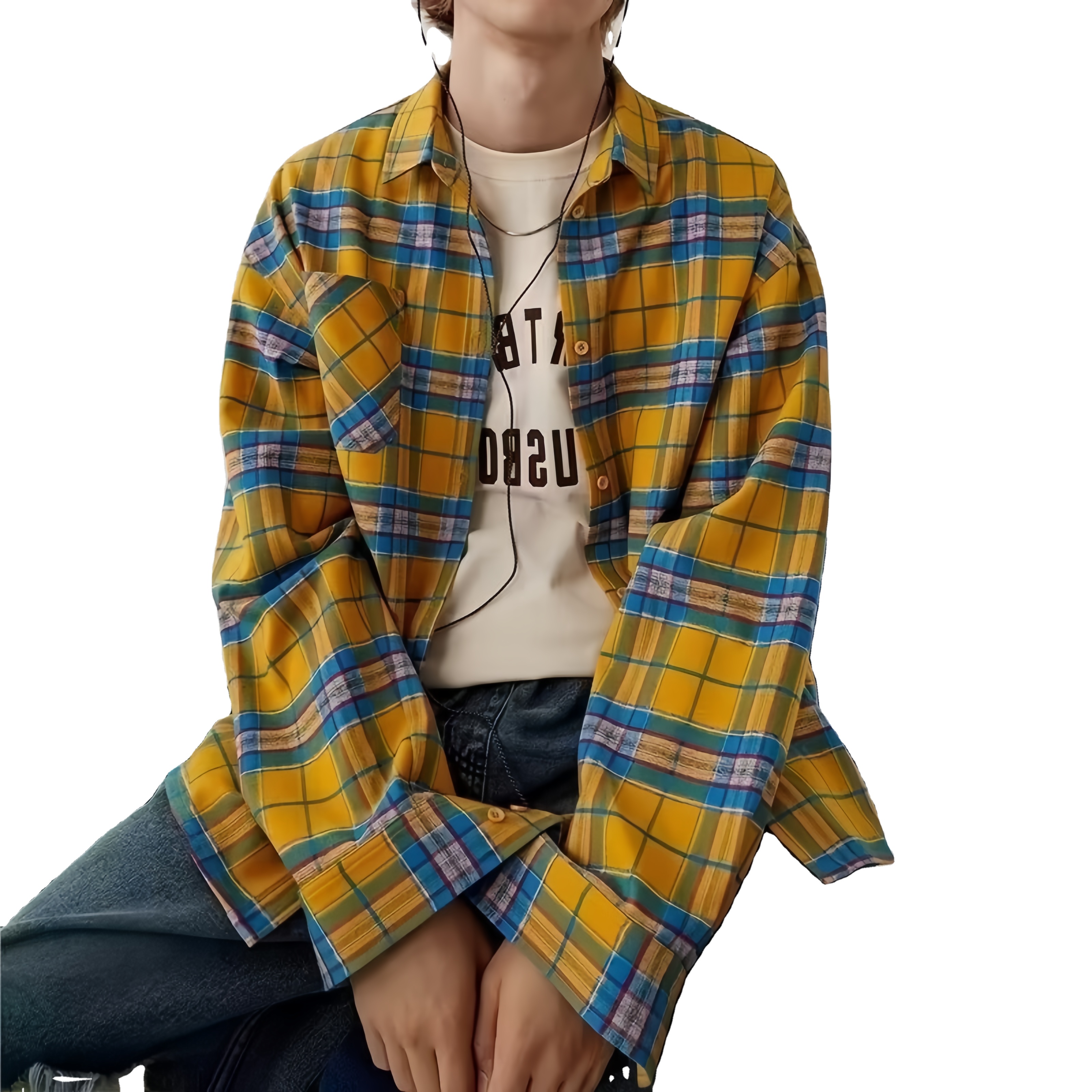Blue Yellow Check Shirt - Wholesale Casual Men's Fashion