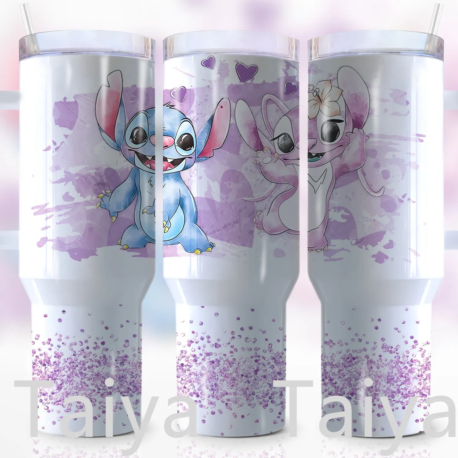 New 3d cartoon stitch handle cup double layer cup karol g 40oz insulated tumbler with handle