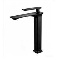 Robinet de lavabo à col de cygne en alliage de zinc chromé, mitigeur de lavabo à poser sur comptoir, monotrou, eau chaude et froide