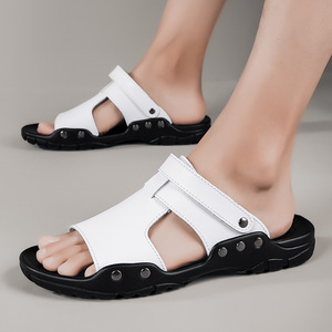 New Outdoor <b>Slippers</b> EVA Leather Lining Breathable Anti-Slippery Sole Comfort Soft Bottom Summer Comfortable Flip-Flops - Product Image 3