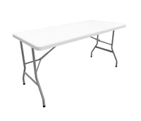 Table pliante rectangulaire moderne en plastique de 6 pieds de hauteur, table de réunion portable pour usage extérieur, vente en gros