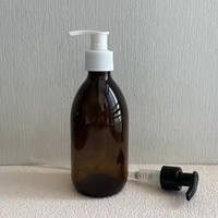 Bouteille en verre ambré épais de 300 ml pour savon liquide, lotion, shampoing, après-shampoing et gel douche