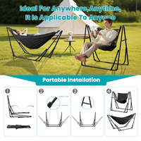 Hamac et chaise suspendue avec support pliable, ensemble de support de hamac portable à double usage pour hamacs d'intérieur et d'extérieur