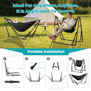 Hamaca y Silla Colgante con Soporte Plegable, Juego de Soporte Portátil de Doble Uso para <span class=keywords><strong>Hamacas</strong></span> de Interior y Exterior - Product Image 5