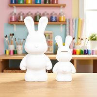Poupée lapin fluide globale à peindre soi-même, modèle d'ornement ours en peluche blanc, jouet, lapin fluide avec lunettes de soleil audacieuses et outils gratuits