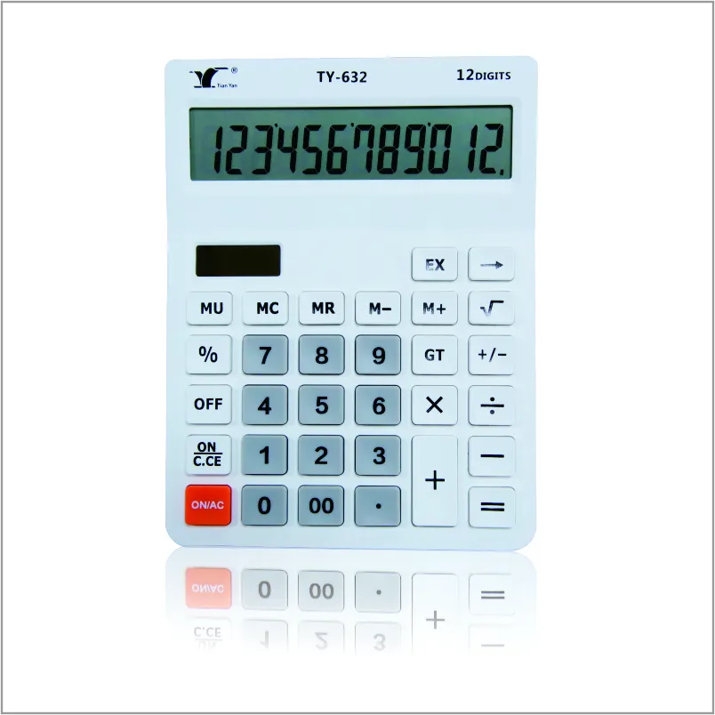 Calculadora blanca Pantalla de dos líneas Escritorio de batería solar Calculadora de escritorio pequeña