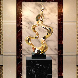 Escultura abstracta de oro galvanizado de 460*160*830 mm, decoración artística para suelo, para cafetería y decoración de interiores del hogar. - Product Image 5