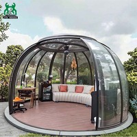 Invernaderos Modernos Transparentes con Techo de PC Efecto Cielo Estrellado, Fácil Instalación, Estructura Circular de Arco, para Comedor al Aire Libre, Hoteles y Restaurantes, Garantía de 3 Años
