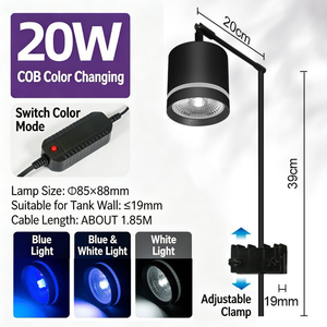 Lampe à pince LED 20W bleue et blanche réglable <span class=keywords><strong>pour</strong></span> <span class=keywords><strong>aquarium</strong></span> d'<span class=keywords><strong>eau</strong></span> salée et d'<span class=keywords><strong>eau</strong></span> <span class=keywords><strong>douce</strong></span>, corail, plante aquatique, aquascape <span class=keywords><strong>pour</strong></span> <span class=keywords><strong>aquarium</strong></span> de poissons, économe en énergie - Product Image 6