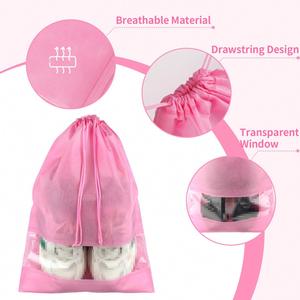 Sac anti-poussière personnalisé en non-tissé, sac de rangement à cordon pour jouets et cosmétiques, sac de protection pour chaussures avec fenêtre transparente - Product Image 2