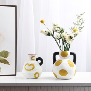 Ensemble de vases et de contenants à fleurs en céramique émaillée à <span class=keywords><strong>la</strong></span> main, style européen, luxe léger, couleur crème, motif brisé, grand format, pour lait ou fleurs - Product Image 2