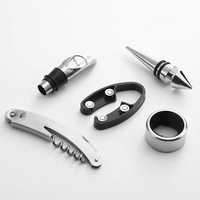 Logo personnalisé Outils pour le vin 5 en 1 Unique Amateurs de vin Promotion Bouchon de bouteille Verseur Tire-bouchon Ouvreur Coffret cadeau Accessoires pour le vin