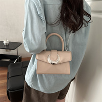 Sac fourre-tout/bandoulière texturé pour femme, style luxe léger, nouveau, couleur unie, en PU, avec chaîne et doublure en nylon, sac tendance