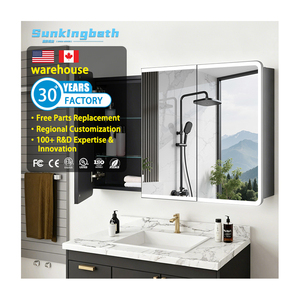 <span class=keywords><strong>Armoire</strong></span> de salle de bain murale moderne européenne avec miroir éclairé, <span class=keywords><strong>armoire</strong></span> à <span class=keywords><strong>pharmacie</strong></span> en acier inoxydable avec miroir LED - Product Image 1