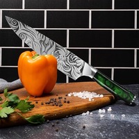 Ensemble de 8 couteaux de cuisine japonais sculptés, manches en bois coloré, design ambidextre, durables, série 4Cr
