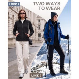 33,000ft <b>Women's</b> Polar <b>Fleece</b> Jacket Zip Up Lightweight Hiking Sweatshirt Warm Winter Coat With Pockets - Product Image 4