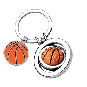Llavero de Baloncesto con Colgante Giratorio de Moneda, Tono Plateado, Accesorio Deportivo - Product Image 1