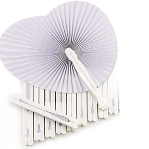 10 pièces blanc pliant ventilateur coeur forme circulaire blanc papier ventilateurs à main mariage extérieur rassemblements fête <span class=keywords><strong>anniversaire</strong></span> mariage décor - Product Image 1