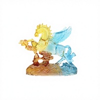 Figurine de dragon en cristal doré, ornement de maison, cadeau pour le salon et le bureau, décorations en cristal
