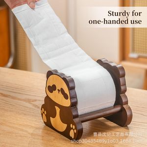 Panda Shape Solid Wood Toilet <b>Paper</b> Holder Tabletop No Drilling Required Bathroom <b>Kitchen</b> Living Room Bedroom Use - Product Image 3
