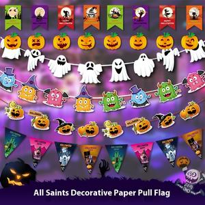 Venta al por mayor <span class=keywords><strong>de</strong></span> decoraciones para fiesta <span class=keywords><strong>de</strong></span> Halloween logotipo personalizado alfabeto Latte calabaza fantasma bruja tirar banderas números colgantes bolsa decoraciones - Product Image 3