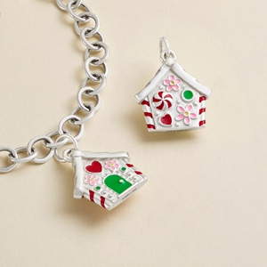 Breloques en argent sterling S925 sur le thème de James Avery : Boule disco, Rouge à lèvres, Maison en pain d'épices, Cérémonie de remise des diplômes et Croix - Product Image 5