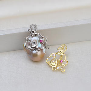 Pendentif en argent 925 fait main avec perle baroque, accessoire pour femme, base de collier vide avec perles en vrac - Product Image 1