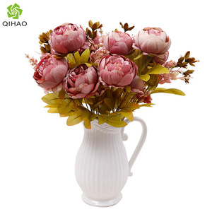 QIHAO 13-Forked Autumn Peony Silk Flower High Simulation Wedding Home Decoration - Product Image 5