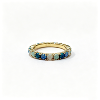 Bague en opale, argent sterling 925, opale ronde bleu-vert dégradé, alliance éternité, empilable, hypoallergénique, pour un usage quotidien, pour femmes