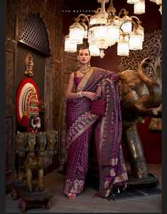 Nouvelle collection de saris en soie tissée en satin pur vêtements indiens et pakistanais - Product Image 5