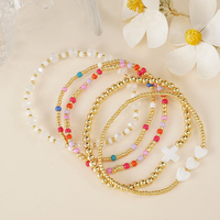 Go2BoHo Kedatangan Baru Hari Valentine Gelang Manik-manik Berlapis Emas Kristal Mutiara Modis Perhiasan Wanita Hadiah Grosir