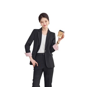 Pink Long Sleeve Blazer And Trousers Two Piece Set Women's Suit Formal Anti Wrinkle Worsted Commute Spring Autumn Winter - Product Image 5