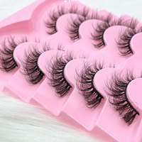 Marque privée fournisseur en gros cils duveteux cheveux synthétiques longs naturels bande de coton noir 3d faux cils bande de cils