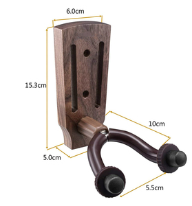Black <strong>Walnut</strong> Short Wall Guitar Hanger Hardwood Stand for All Sizes-Acoustic Electric Bass Guitars <strong>Pickup</strong> Stand Included - Product Image 1