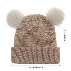 Enfants hiver personnalisé uni tricoté <span class=keywords><strong>avec</strong></span> <span class=keywords><strong>pompon</strong></span> garçon solide tricot épaissir chaud <span class=keywords><strong>bonnet</strong></span> chapeaux crâne casquette - Product Image 5