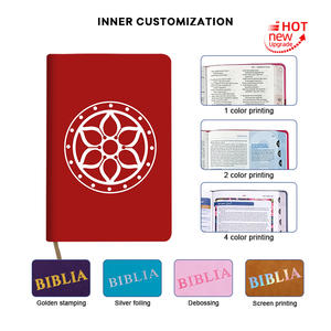 Fournisseur Personnalisé KJV EST Pop Cadeau Taille Rouge Reliure Parfaite Broderie Français <span class=keywords><strong>Anglais</strong></span> Étude <span class=keywords><strong>Bible</strong></span> avec marquage à chaud - Product Image 4