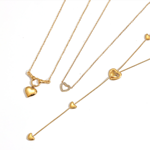 Collana a Forma di Cuore in Acciaio Inossidabile, Design di Nicchia alla Moda per Donne, Lunga Catena per Maglione che Non Sbiadisce - Product Image 3